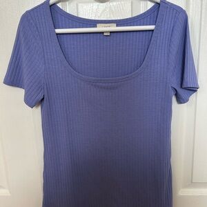 Women's Blue Ribbed Top